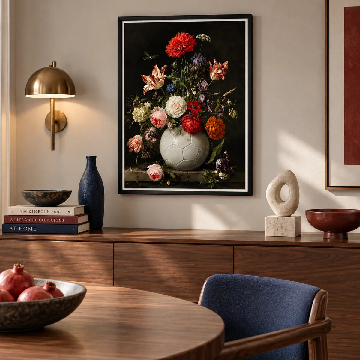 Floral Bouquet in Soccer Ball Vase Wall Art 2