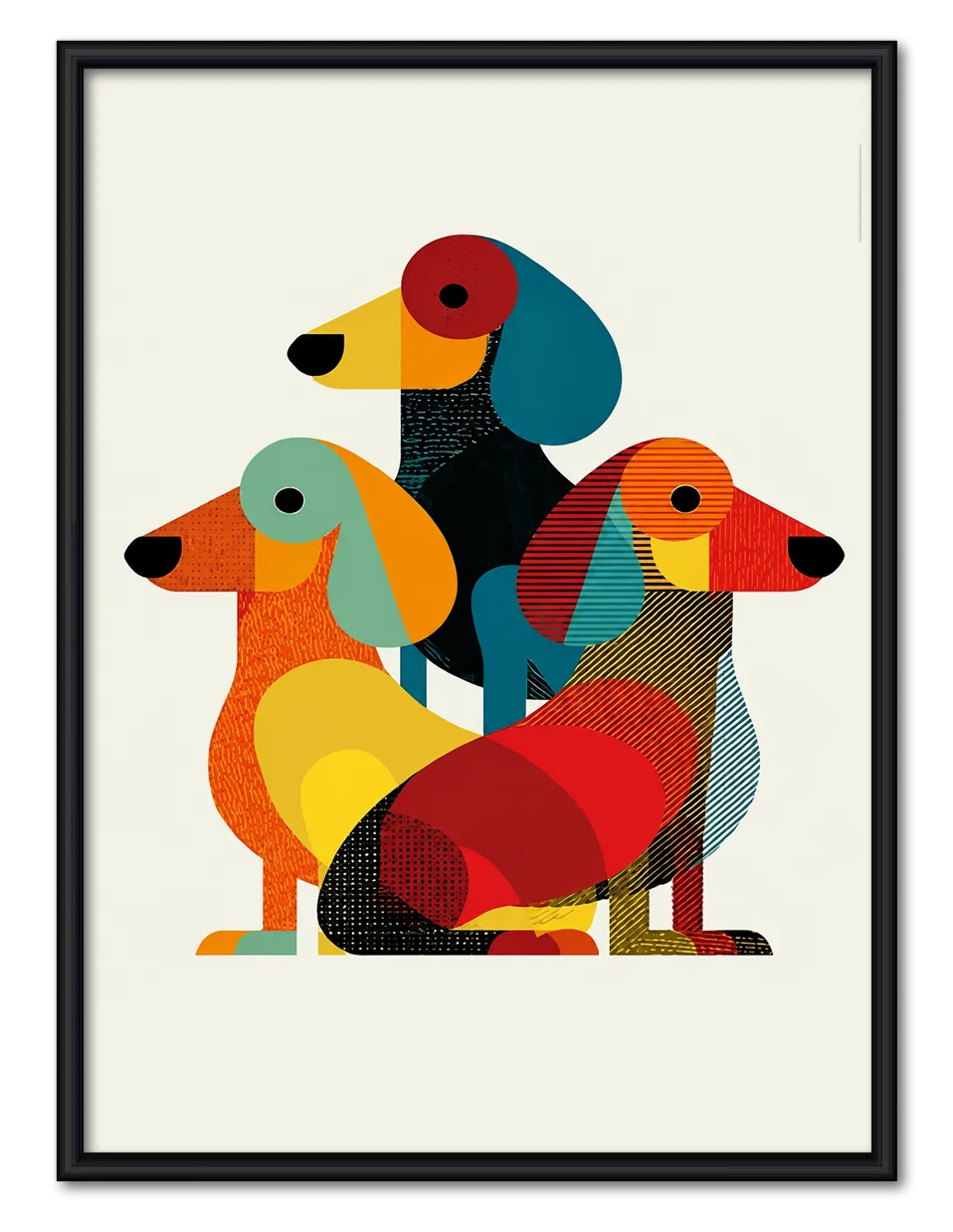 Colorful Abstract Dachshund Trio Wall Art 1