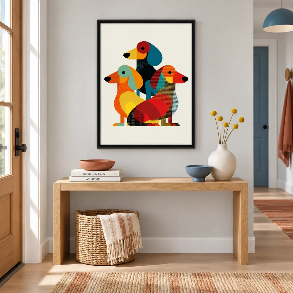 Colorful Abstract Dachshund Trio Wall Art 2
