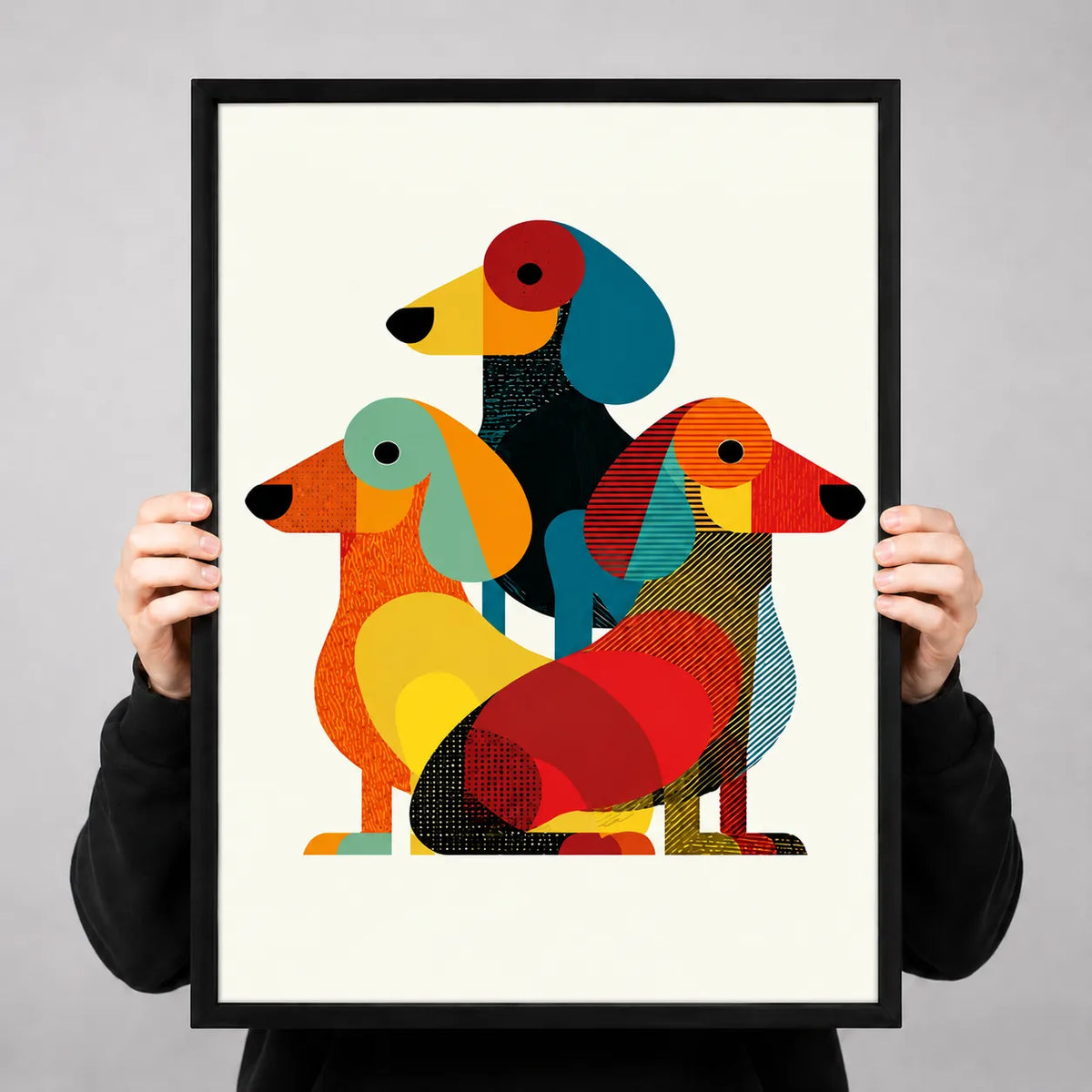 Colorful Abstract Dachshund Trio Wall Art 3