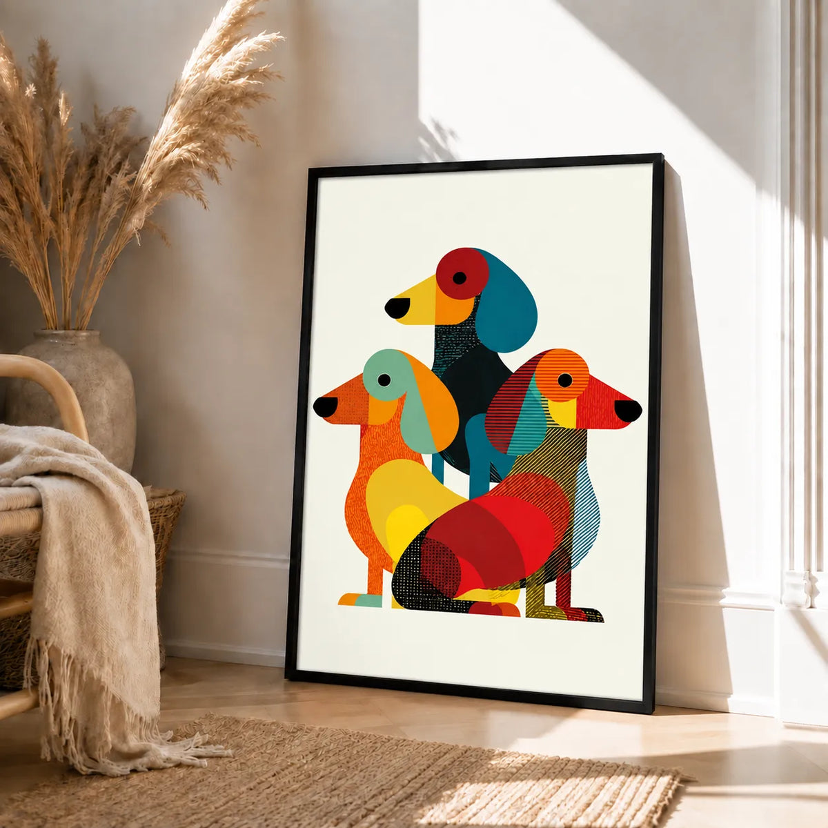 Colorful Abstract Dachshund Trio Wall Art 4