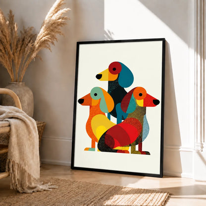 Colorful Abstract Dachshund Trio Wall Art 4