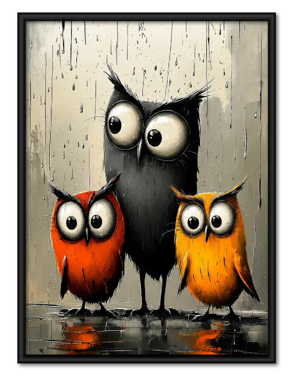 Three Funny Owls Wall Art 1