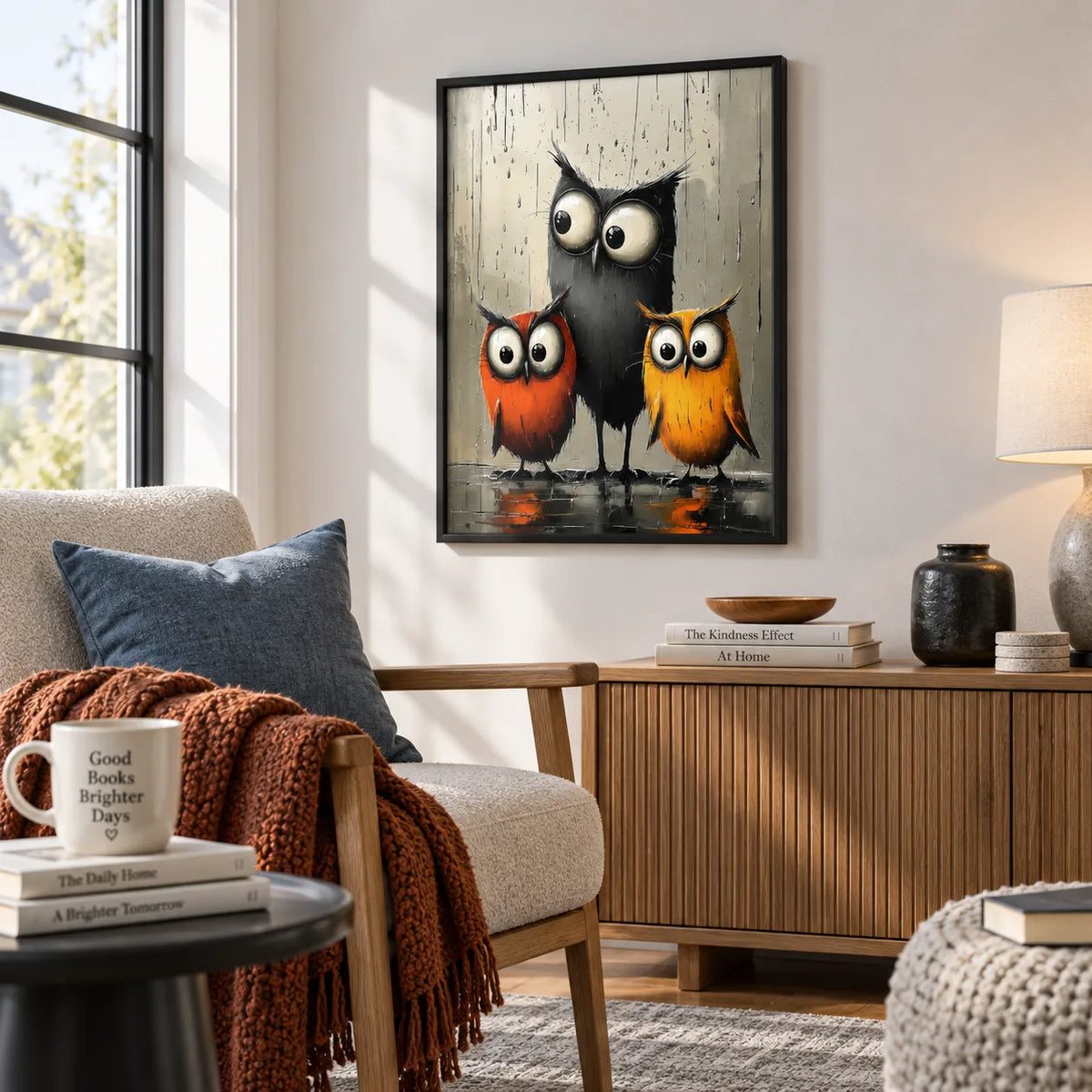 Three Funny Owls Wall Art 2