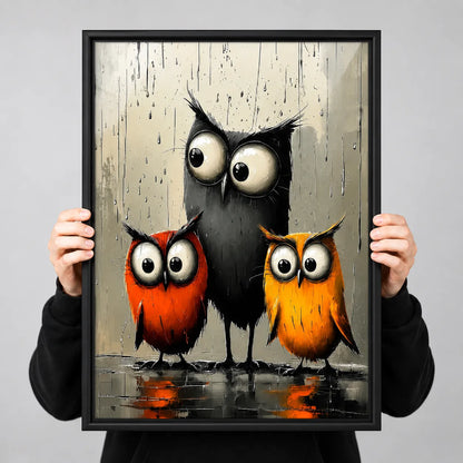 Three Funny Owls Wall Art 3