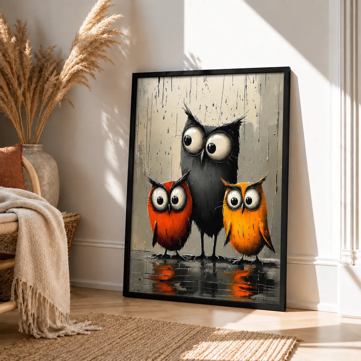 Three Funny Owls Wall Art 4