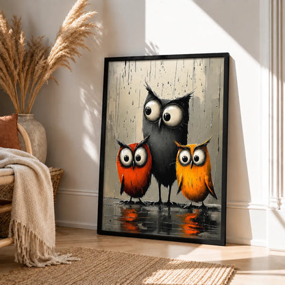 Three Funny Owls Wall Art 4