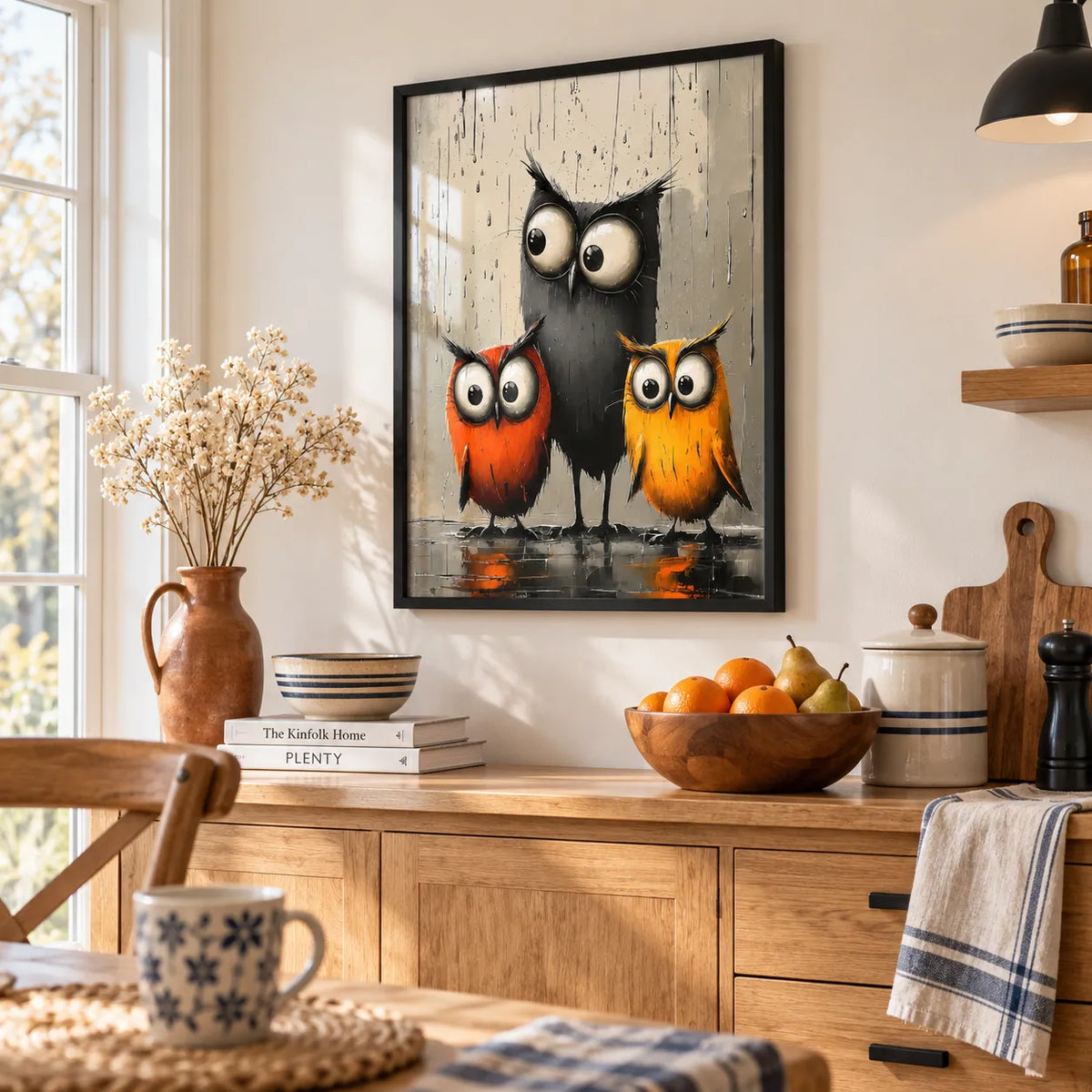 Three Funny Owls Wall Art 5