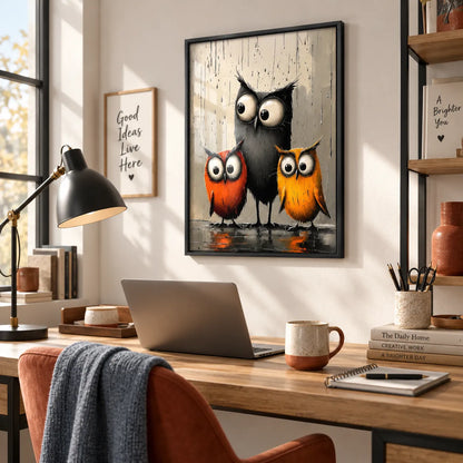 Three Funny Owls Wall Art 6