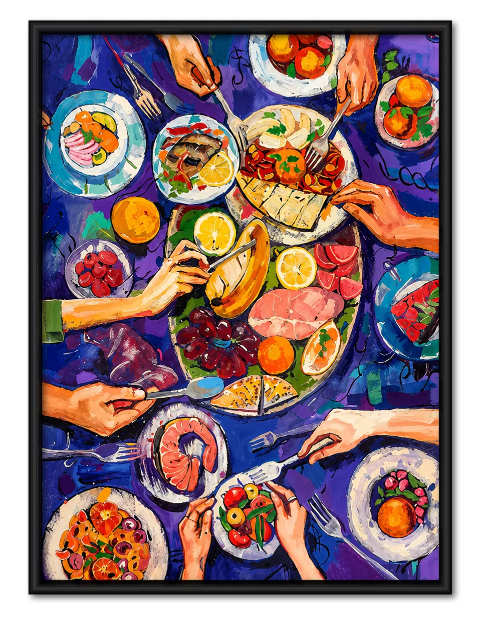 Colorful Dinner Table Feast Wall Art 1