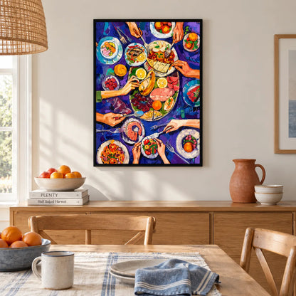 Colorful Dinner Table Feast Wall Art 2