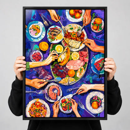 Colorful Dinner Table Feast Wall Art 3