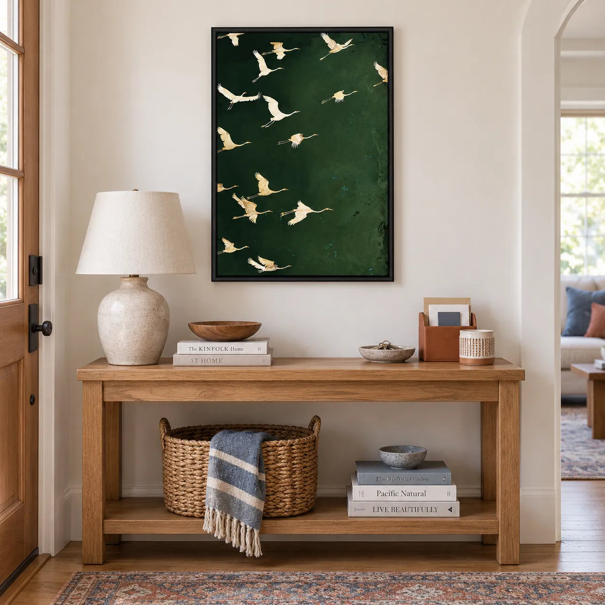 Flying Cranes Dark Green Wall Art 5