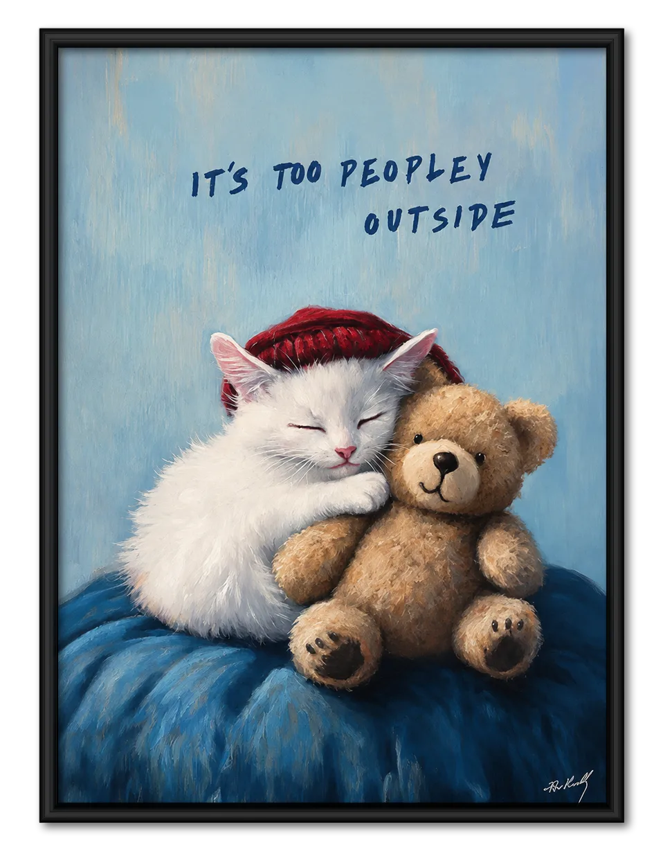 Too Peopley Outside Cat and Teddy Bear Wall Art 1