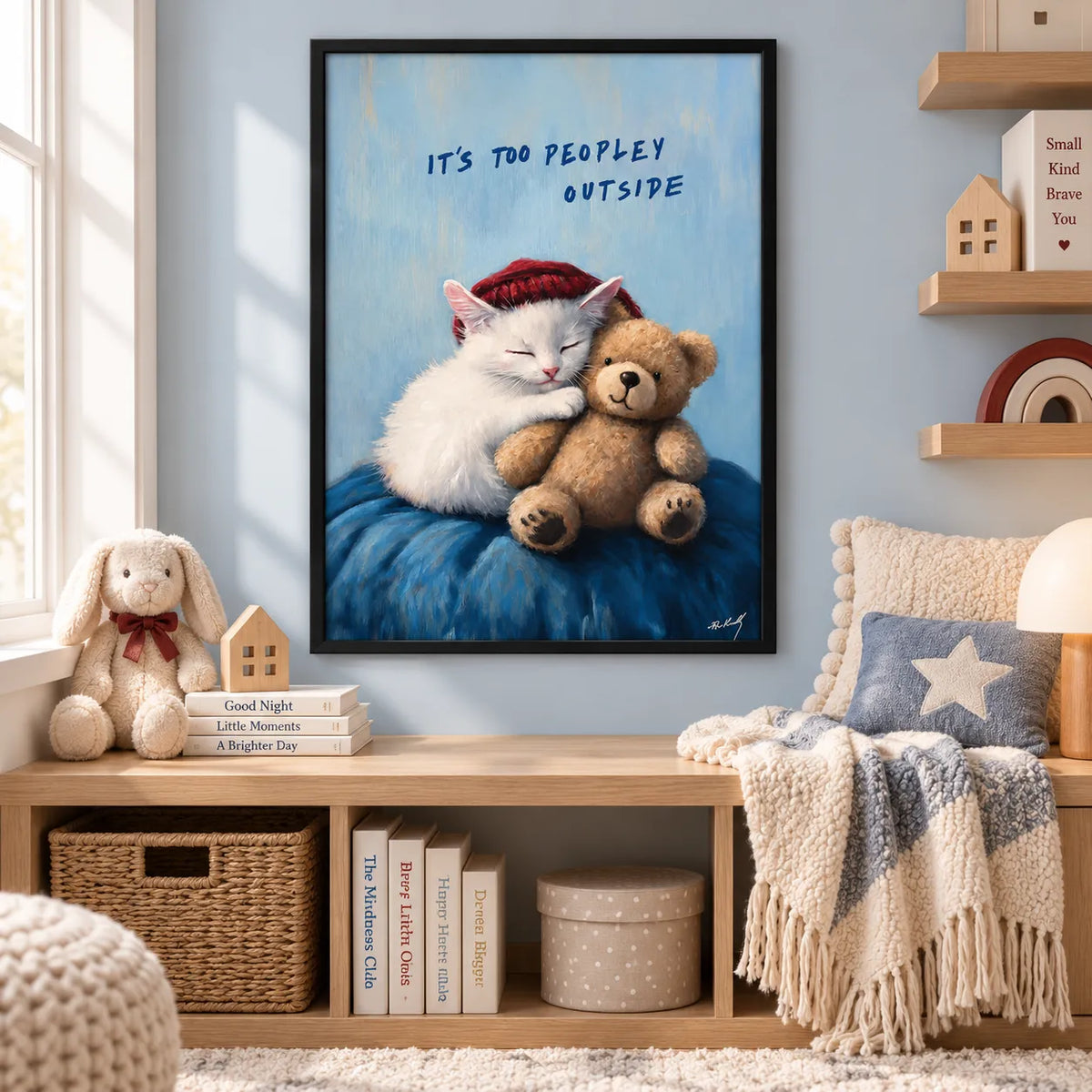 Too Peopley Outside Cat and Teddy Bear Wall Art 2