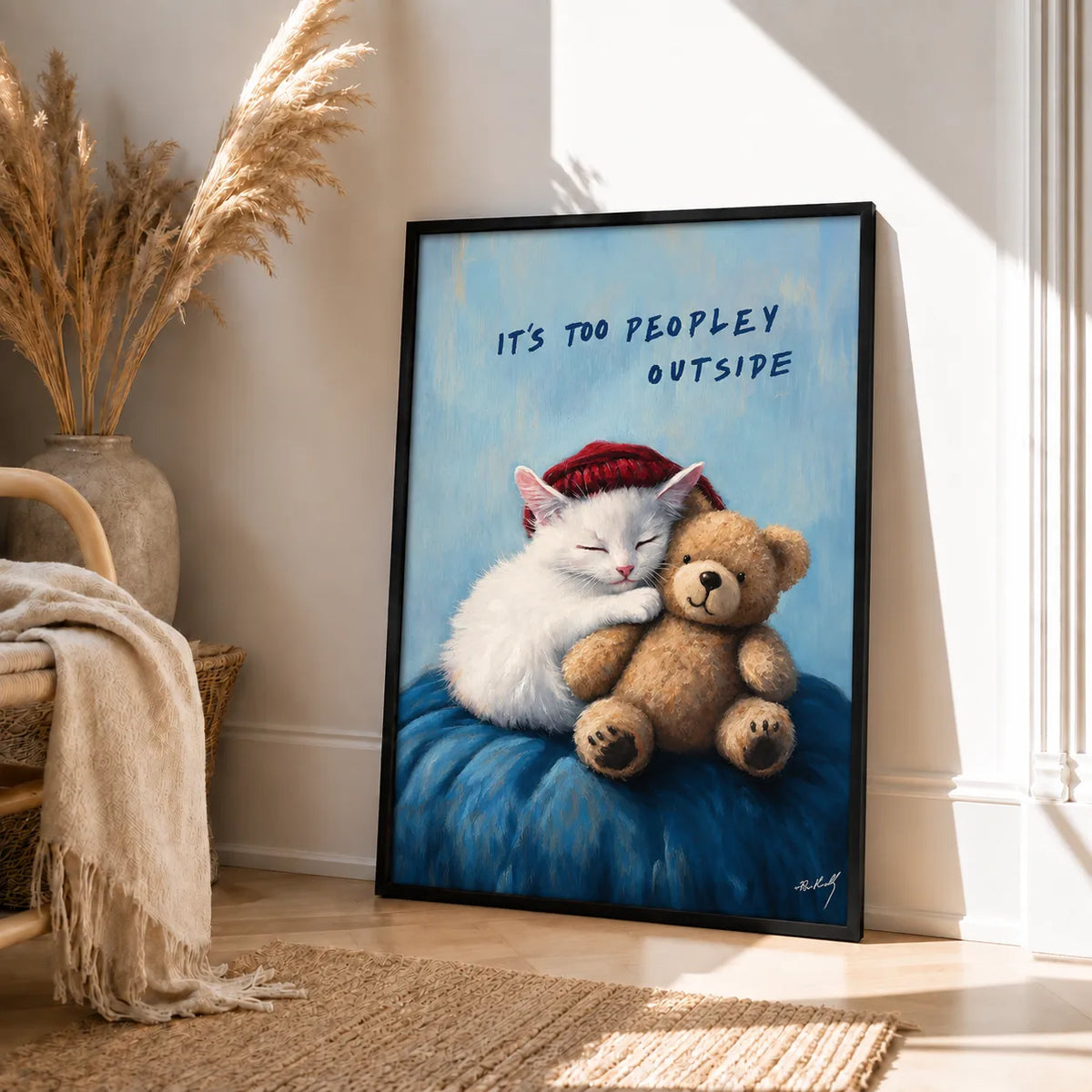 Too Peopley Outside Cat and Teddy Bear Wall Art 4