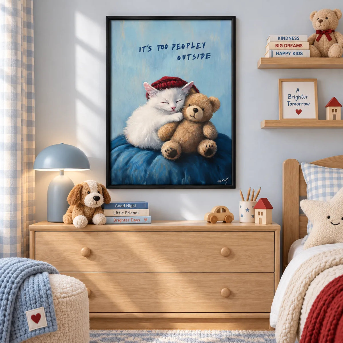 Too Peopley Outside Cat and Teddy Bear Wall Art 5