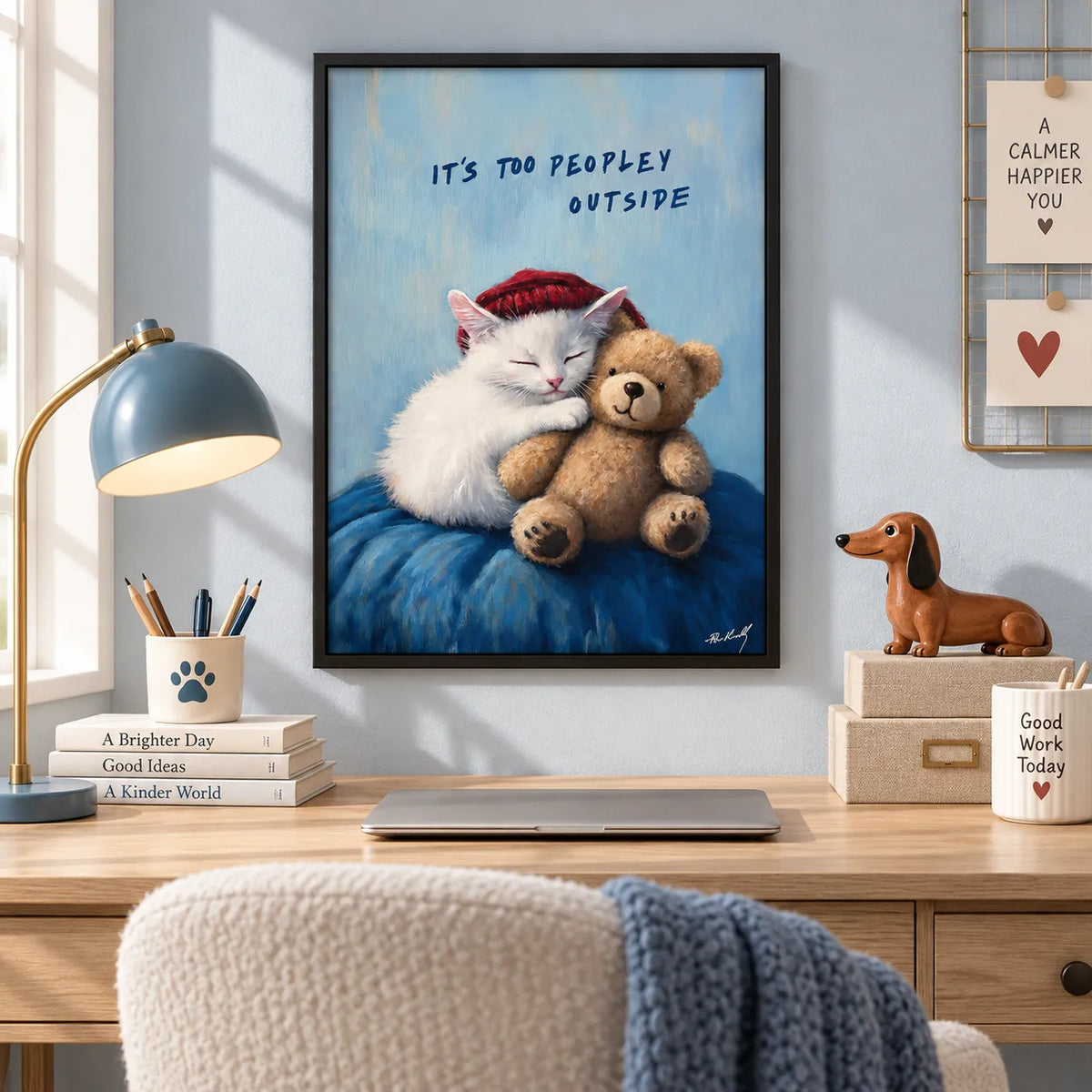 Too Peopley Outside Cat and Teddy Bear Wall Art 6