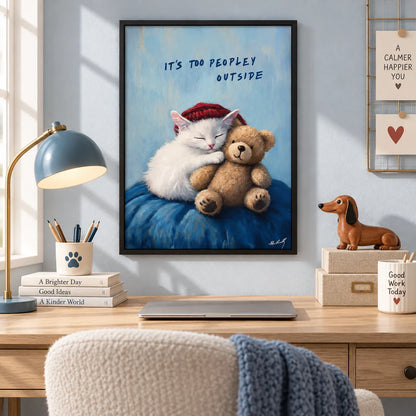 Too Peopley Outside Cat and Teddy Bear Wall Art 6