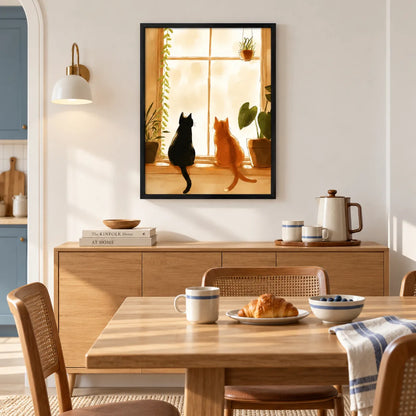 Two Cats by the Window Botanical Wall Art 6
