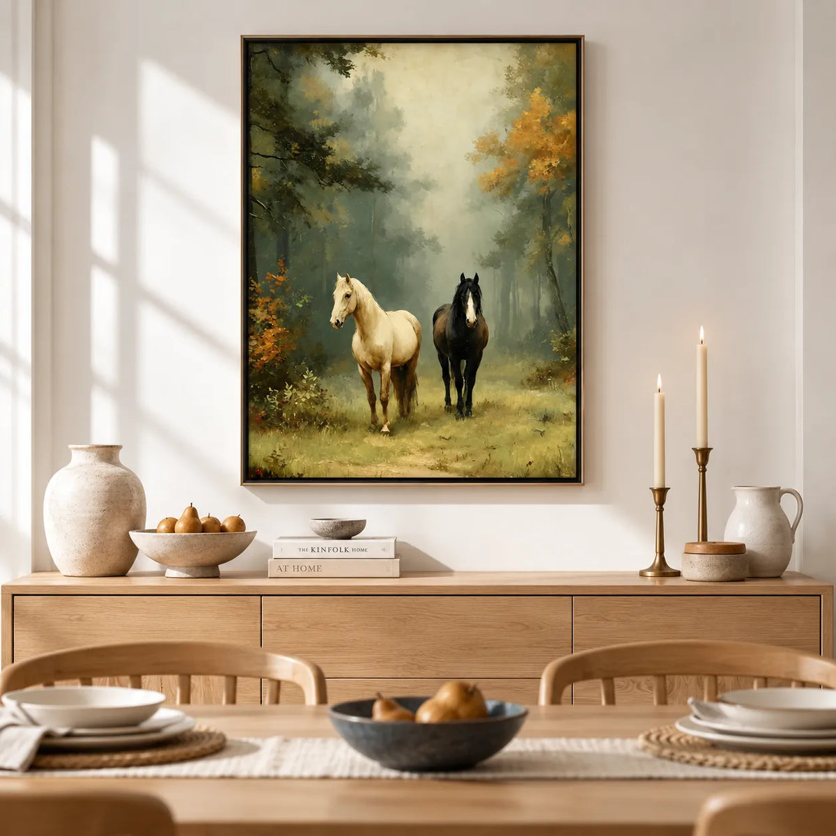 Misty Forest Horses Wall Art 2