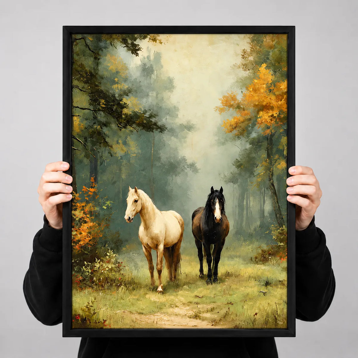 Misty Forest Horses Wall Art 3
