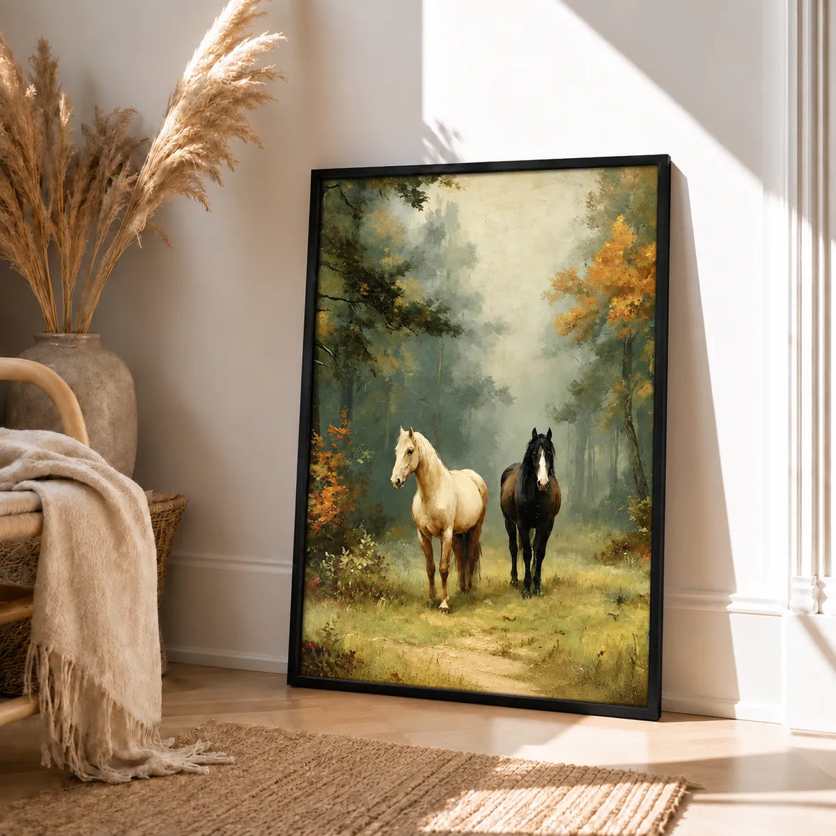 Misty Forest Horses Wall Art 4