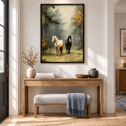 Misty Forest Horses Wall Art 5