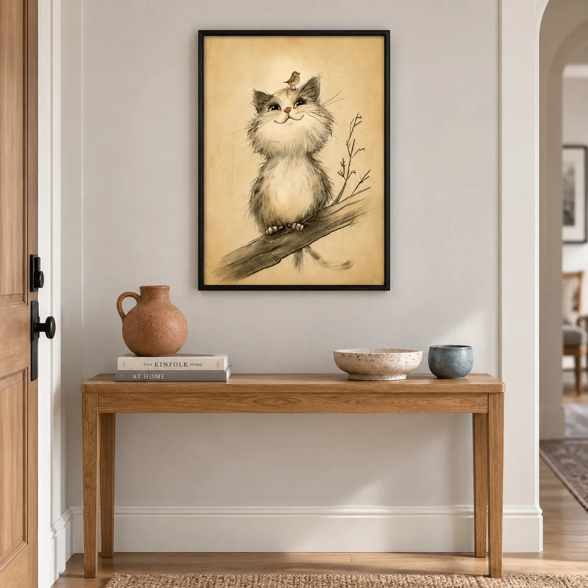 Whimsical Cat and Bird Wall Art 6
