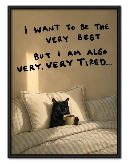 Very Tired Black Cat Wall Art 1