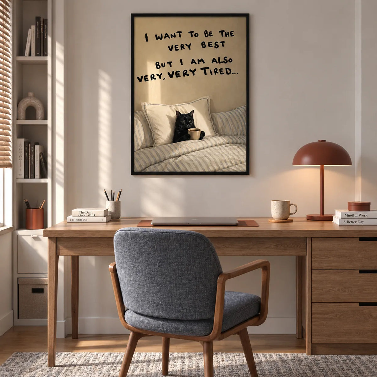 Very Tired Black Cat Wall Art 2