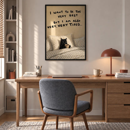 Very Tired Black Cat Wall Art 2