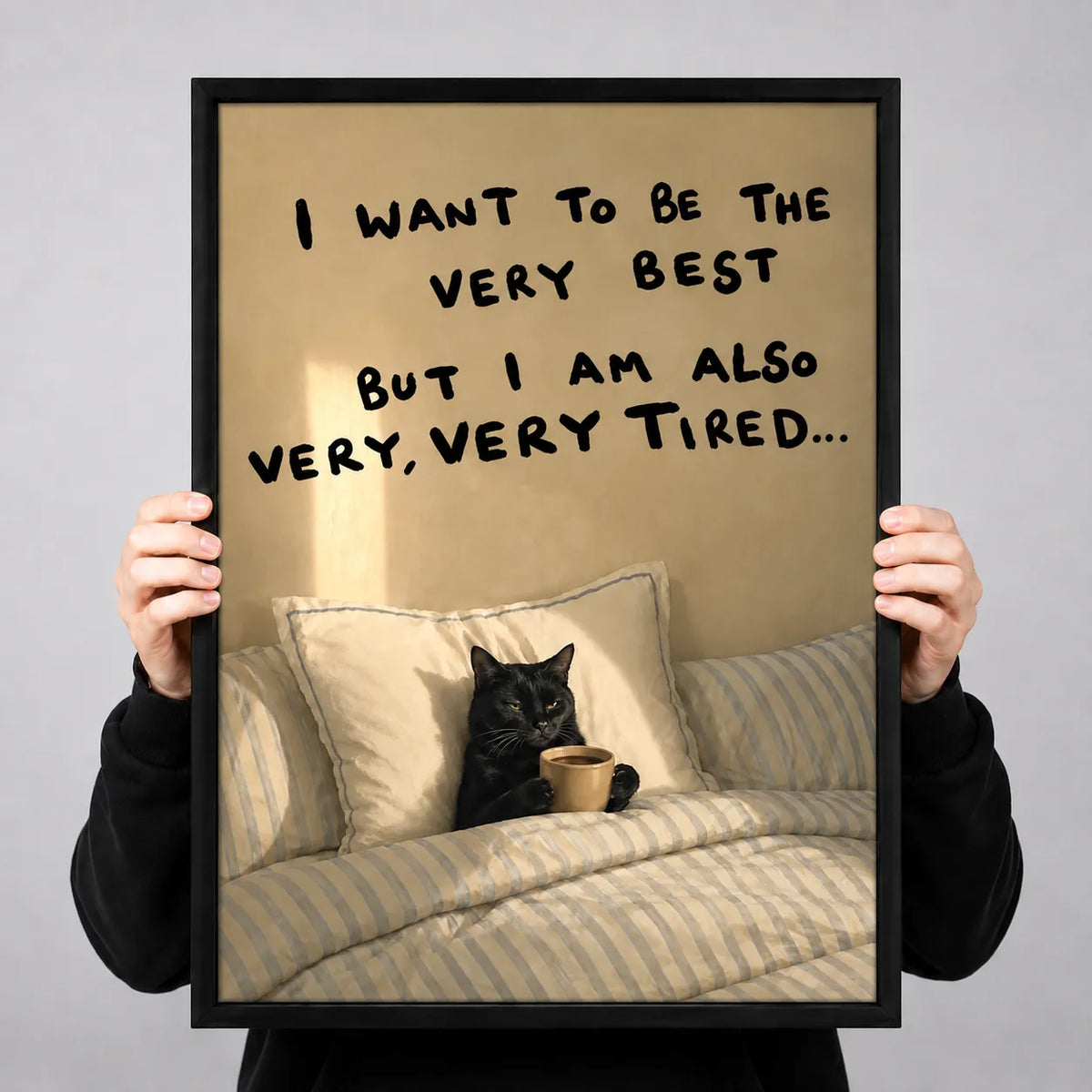 Very Tired Black Cat Wall Art 3