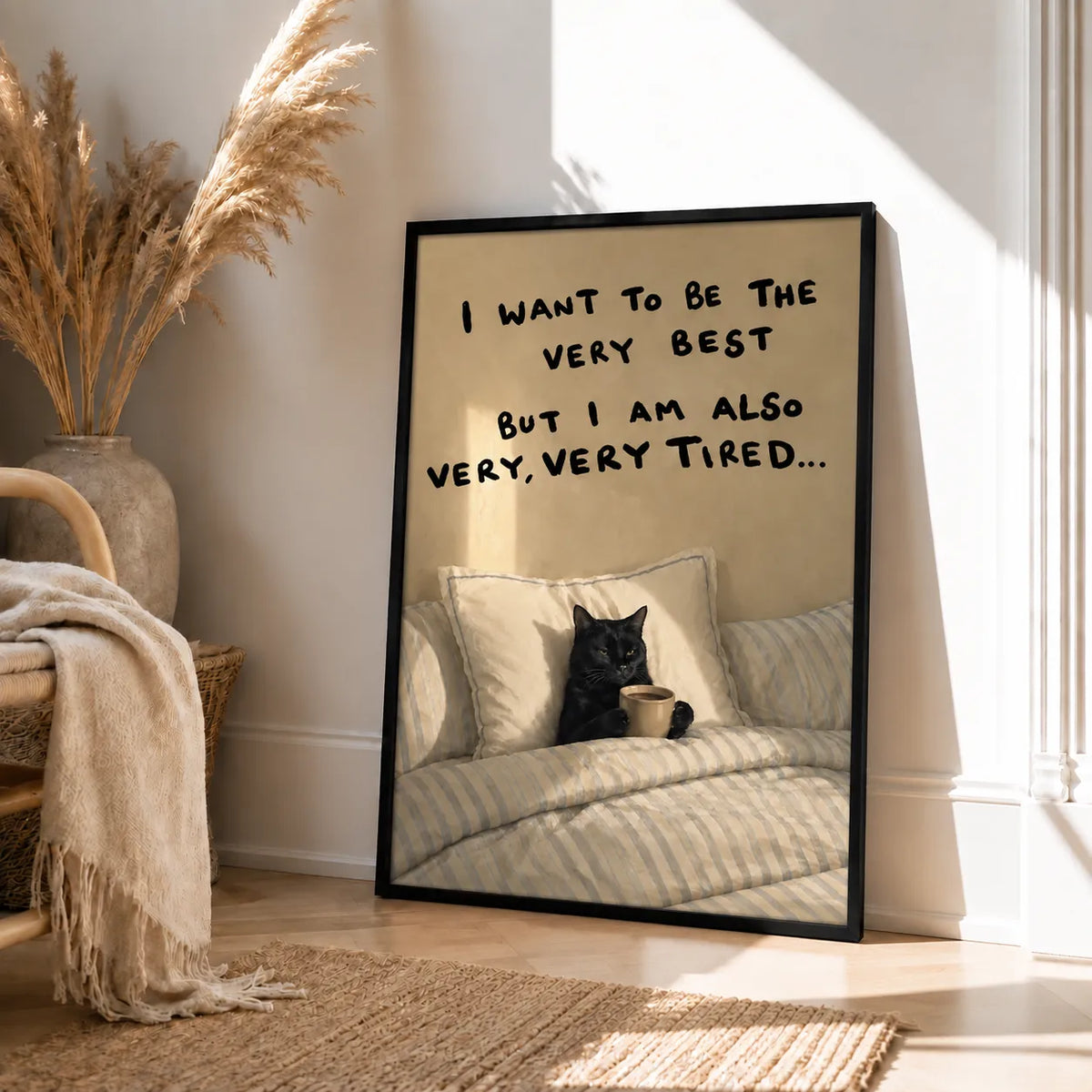 Very Tired Black Cat Wall Art 4