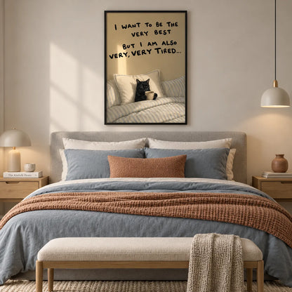 Very Tired Black Cat Wall Art 5