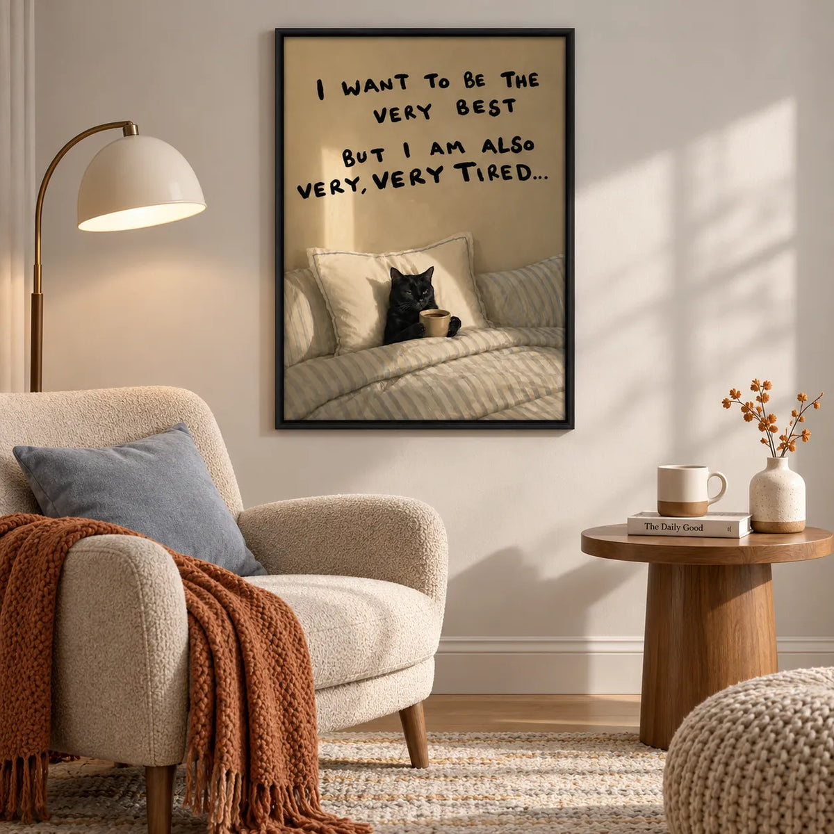 Very Tired Black Cat Wall Art 6