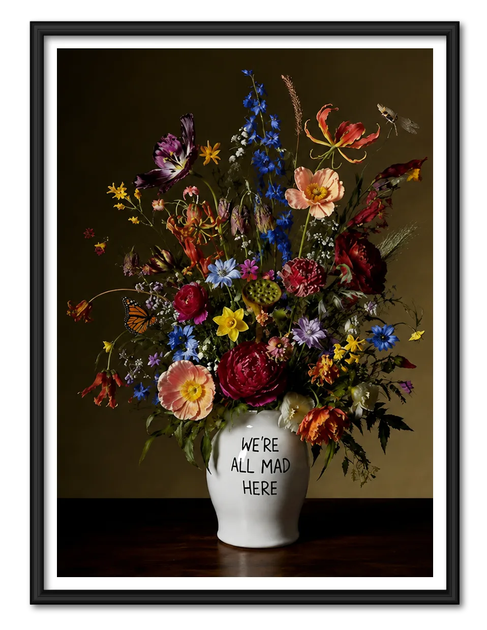 We’re All Mad Here Floral Wall Art 1