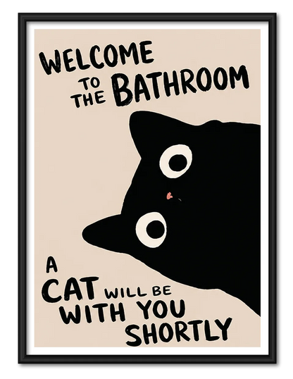 Bathroom Cat Warning Wall Art 1