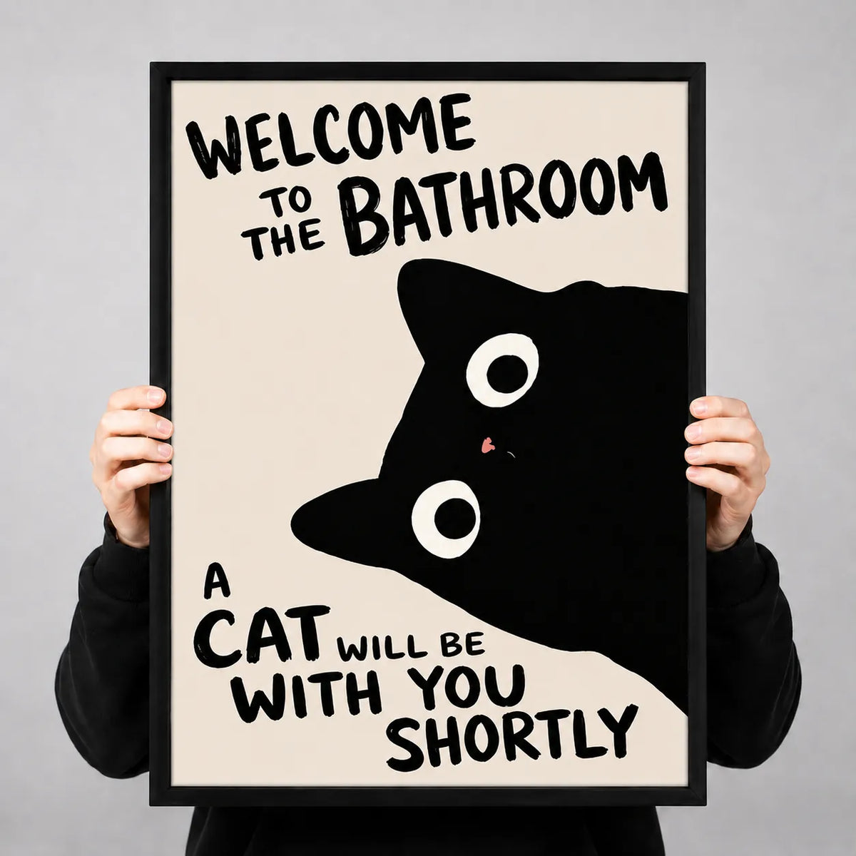 Bathroom Cat Warning Wall Art 3
