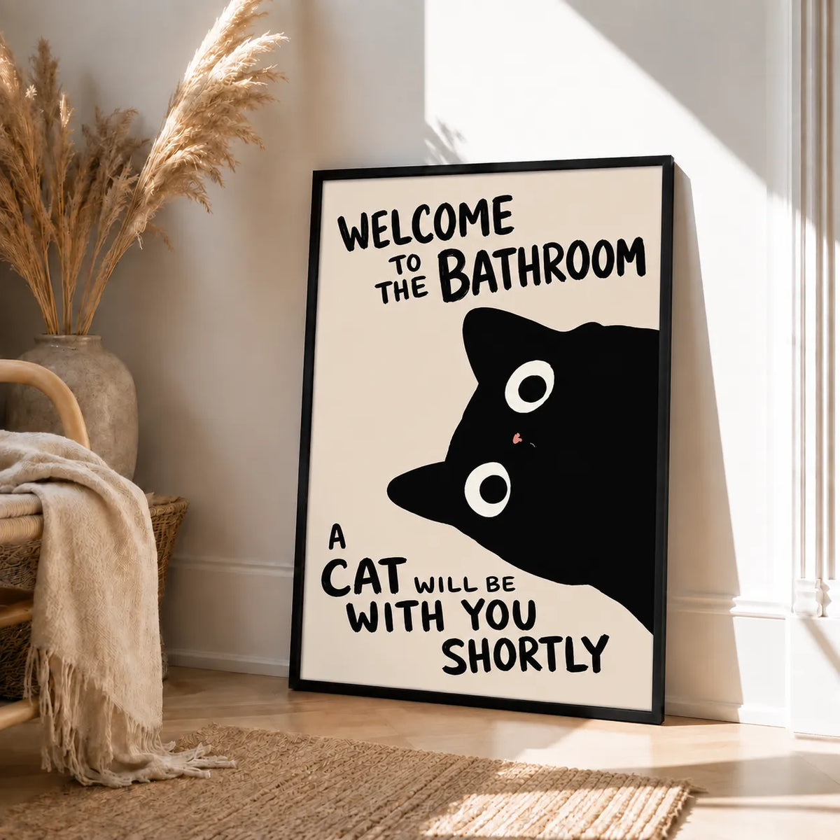 Bathroom Cat Warning Wall Art 4