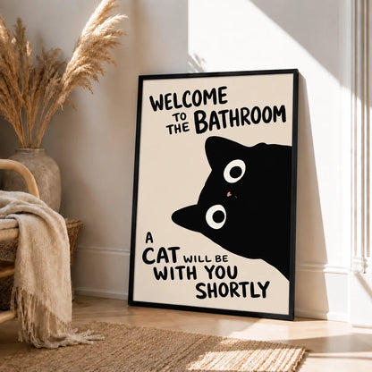 Bathroom Cat Warning Wall Art 4