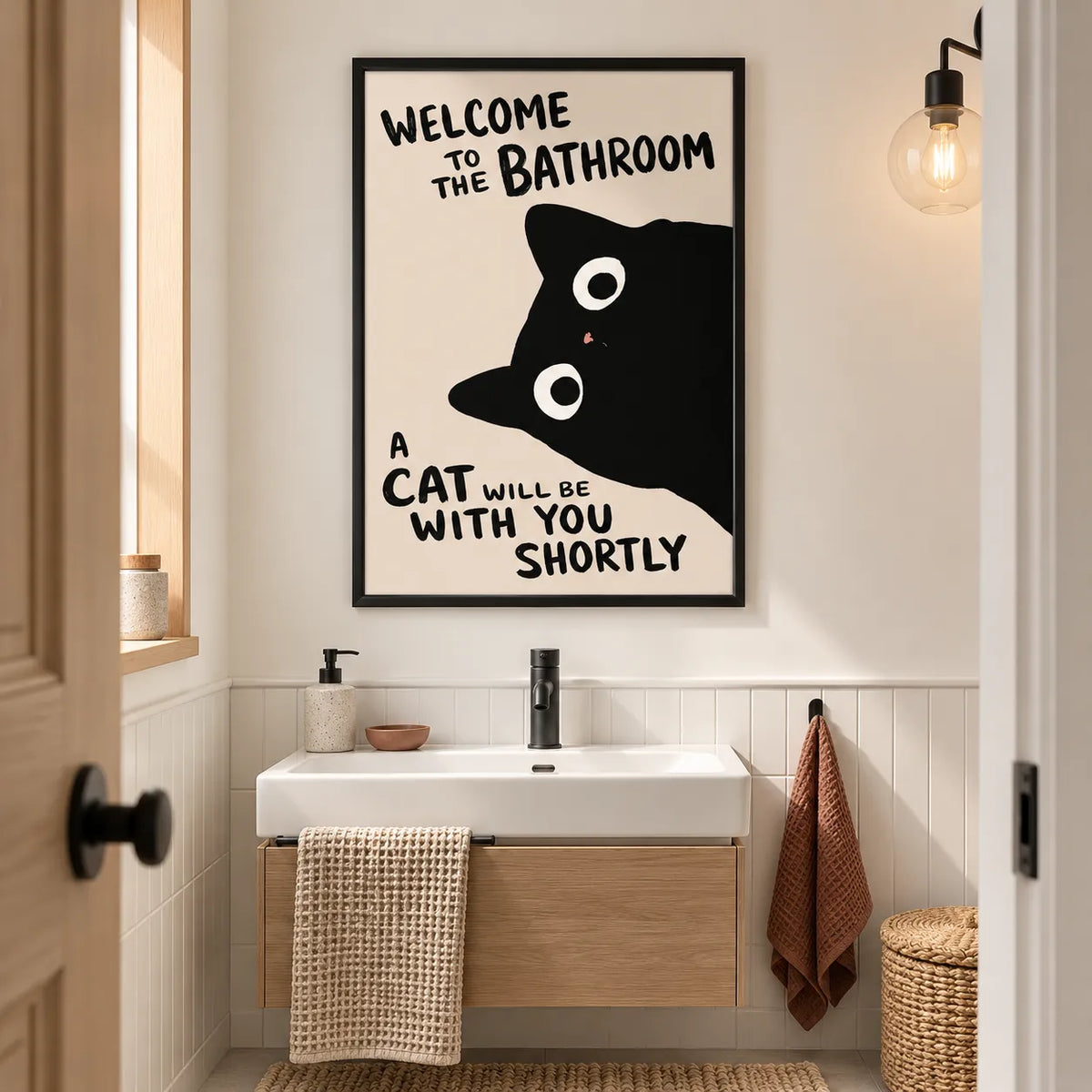 Bathroom Cat Warning Wall Art 5