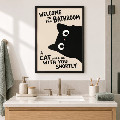 Bathroom Cat Warning Wall Art 6