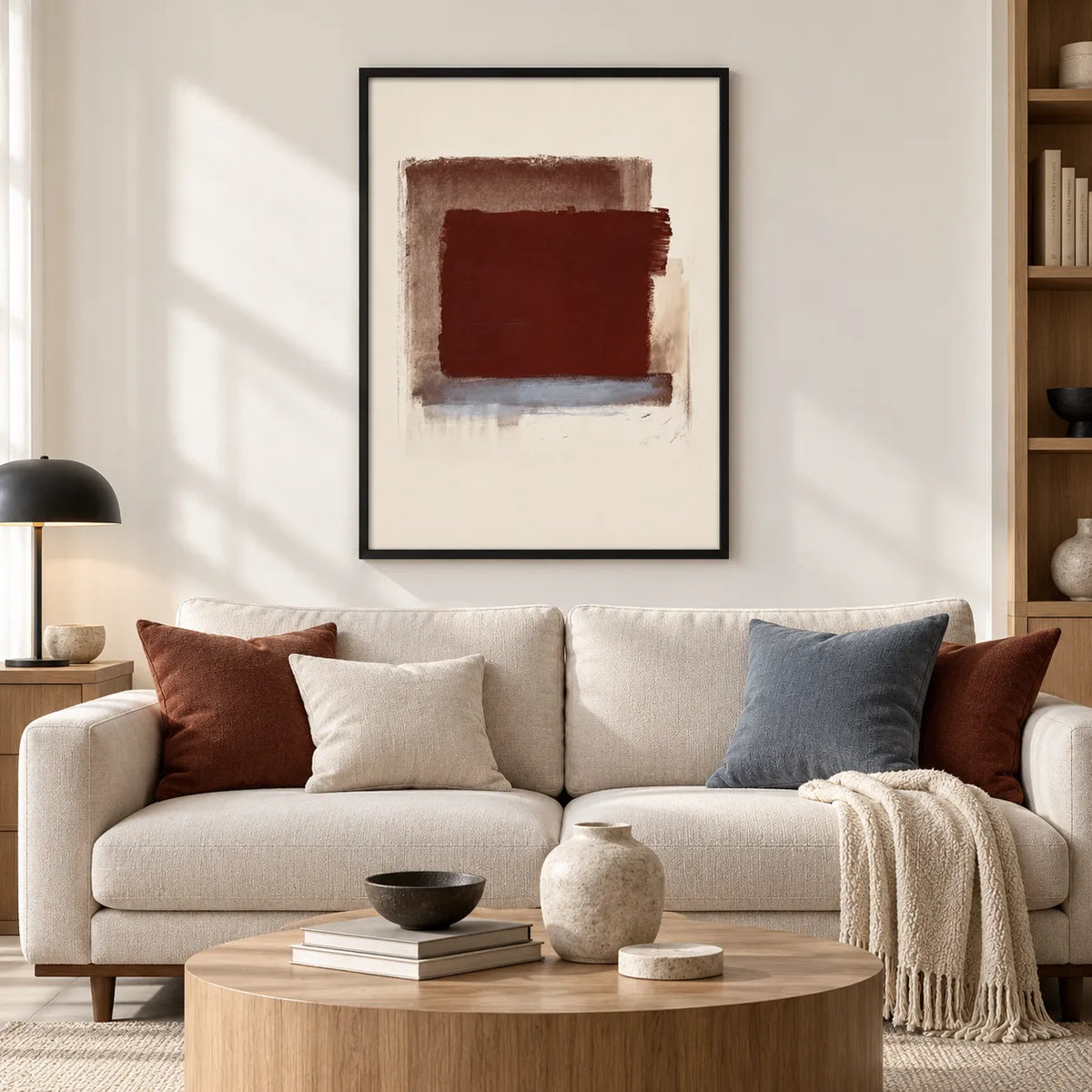 Minimal Burgundy Color Block Wall Art 2
