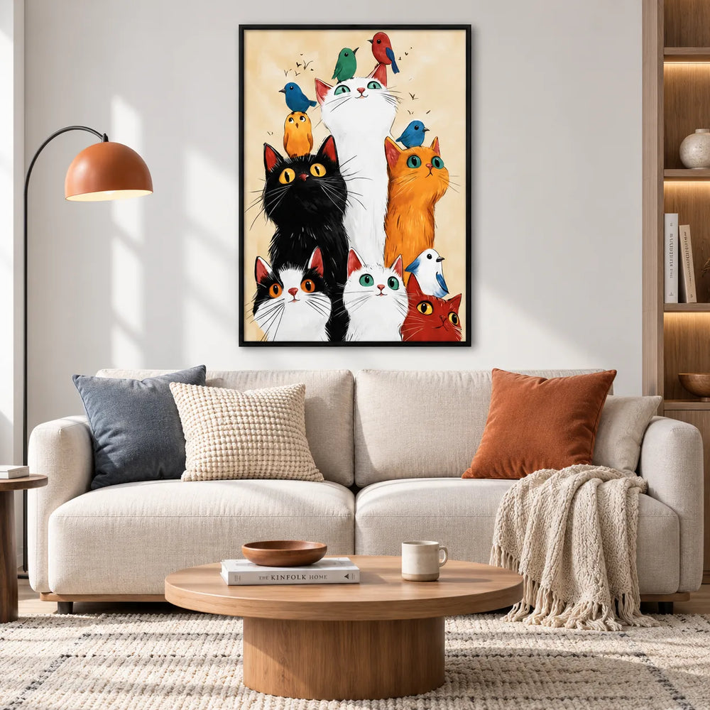 Cats and Birds Playful Wall Art 2