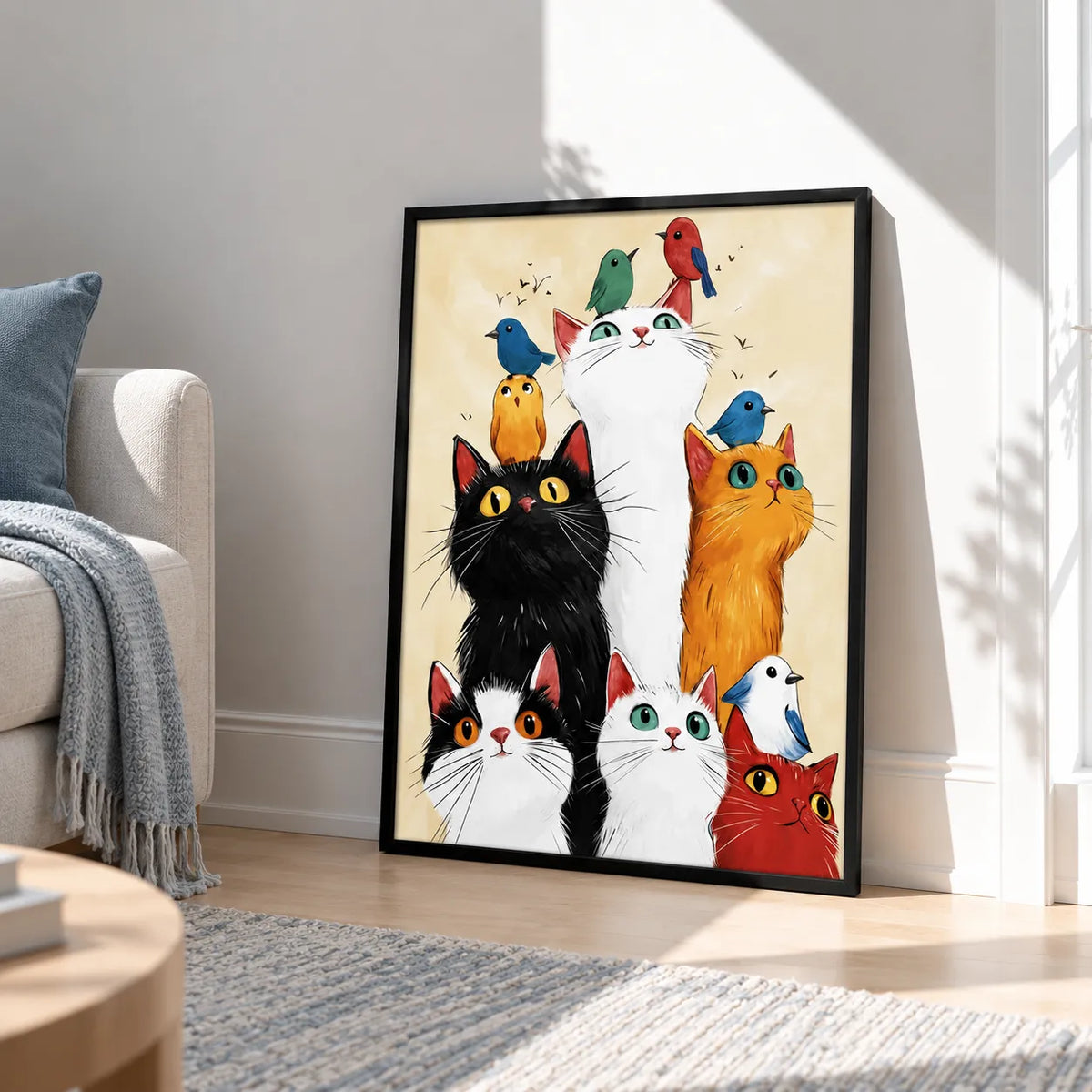 Cats and Birds Playful Wall Art 4
