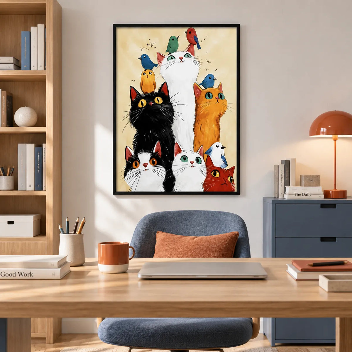 Cats and Birds Playful Wall Art 5