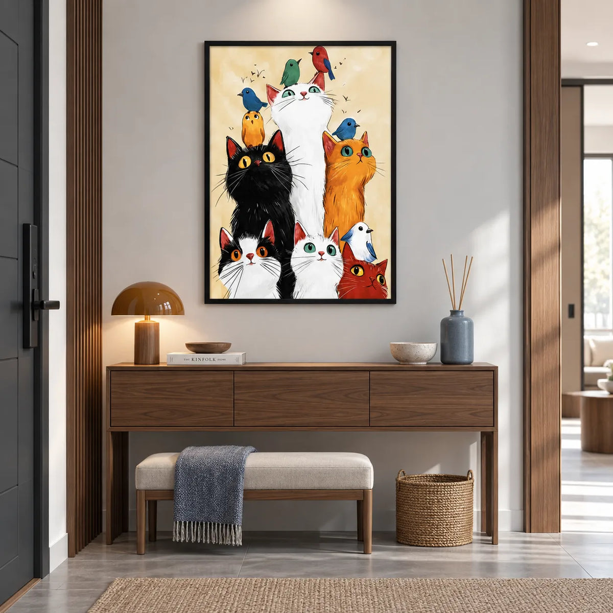Cats and Birds Playful Wall Art 6