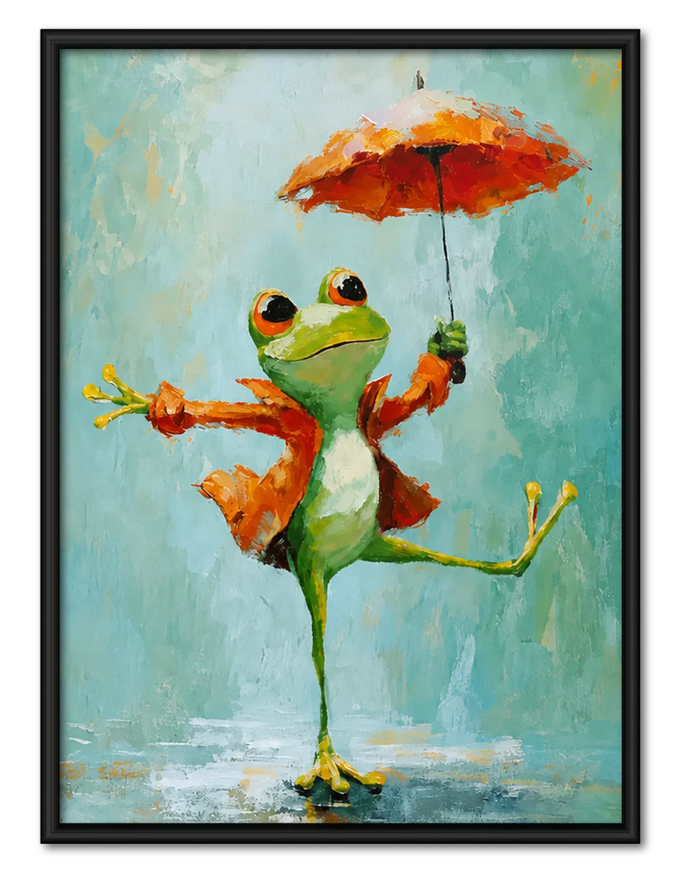 Rainy Day Frog Umbrella Wall Art 1