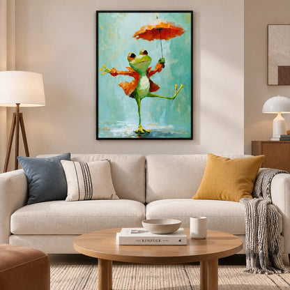 Rainy Day Frog Umbrella Wall Art 2